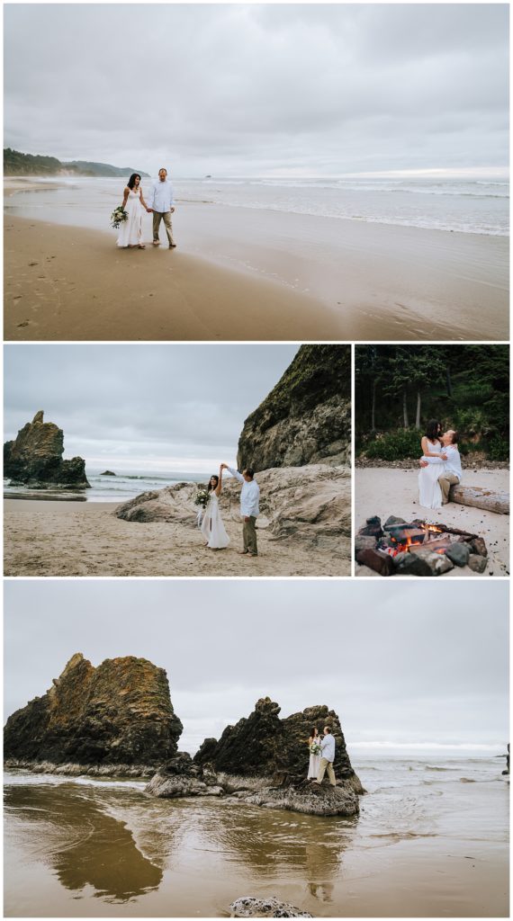 Eloping on the Northern Oregon Coast at a lesser known beach can mean more private beach time for you both.