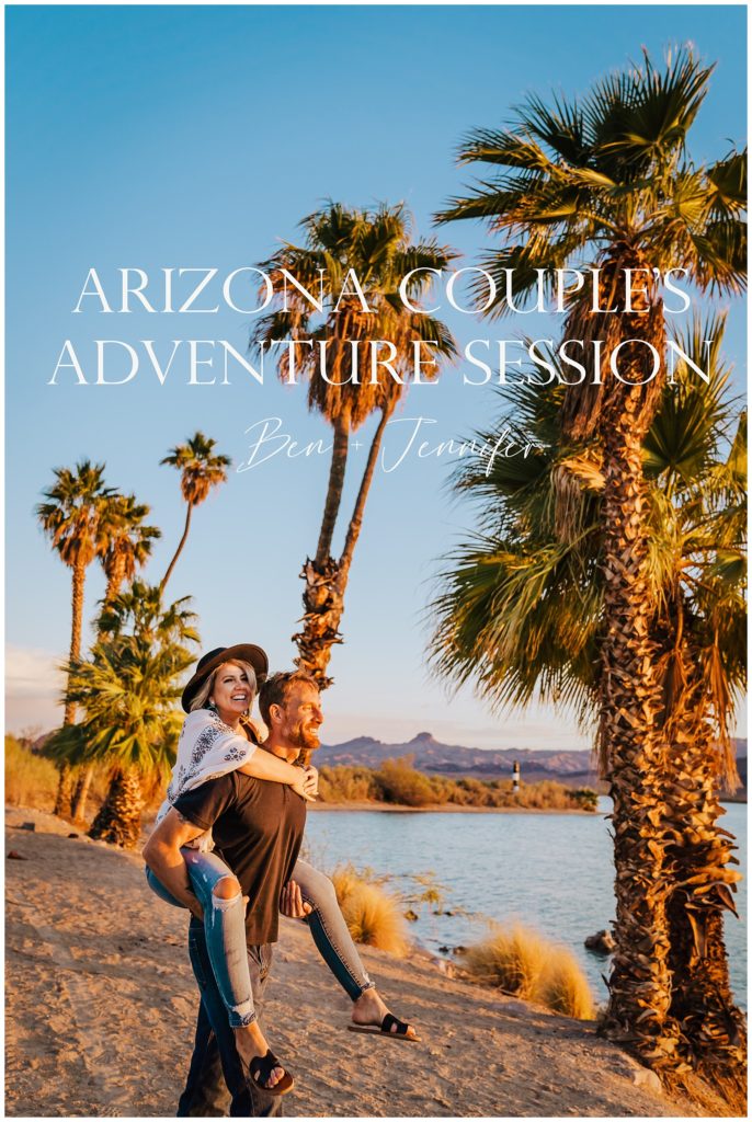 Arizona Red Rock Desert and Palm Tree Beach Couple's Session in Lake Havasu City, Arizona