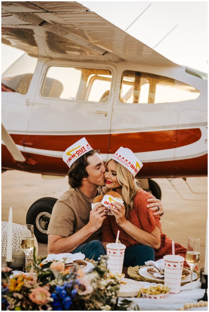Airplane Date Night with In-n-Out Burger Couple's Session in Mesa, Arizona