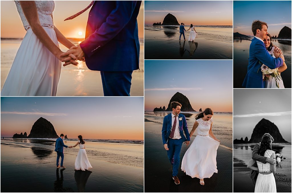 Cannon Beach Micro Wedding on the northern Oregon Coast with private dinner at The Bistro in Cannon Beach, OR