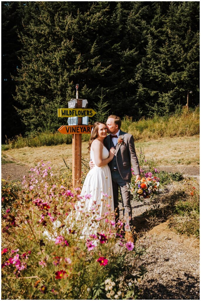 Wildflowers Couple Photo at Gorge Crest Vineyards