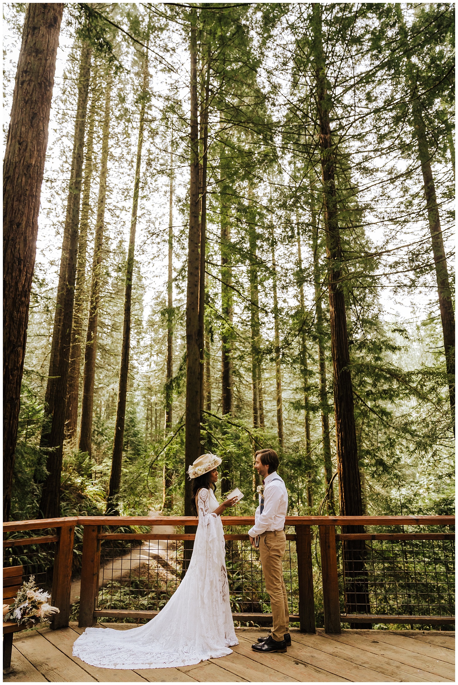 Boho Airbnb Redwood Deck Elopement at Hoyt Arboretum in Portland Oregon