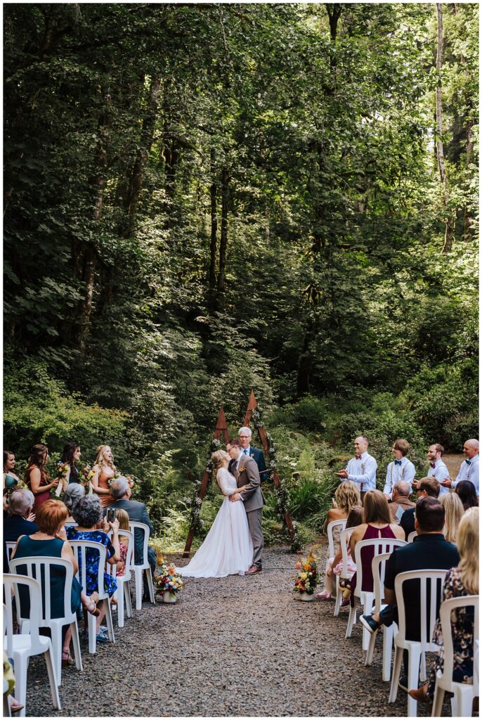 Ceremony at Horning's Hideout Lakeside Forest Wedding Summer of 2023
