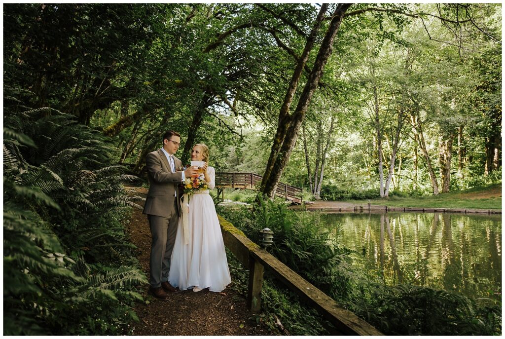 Just Married at Horning's Hideout Lakeside Forest Wedding Summer of 2023