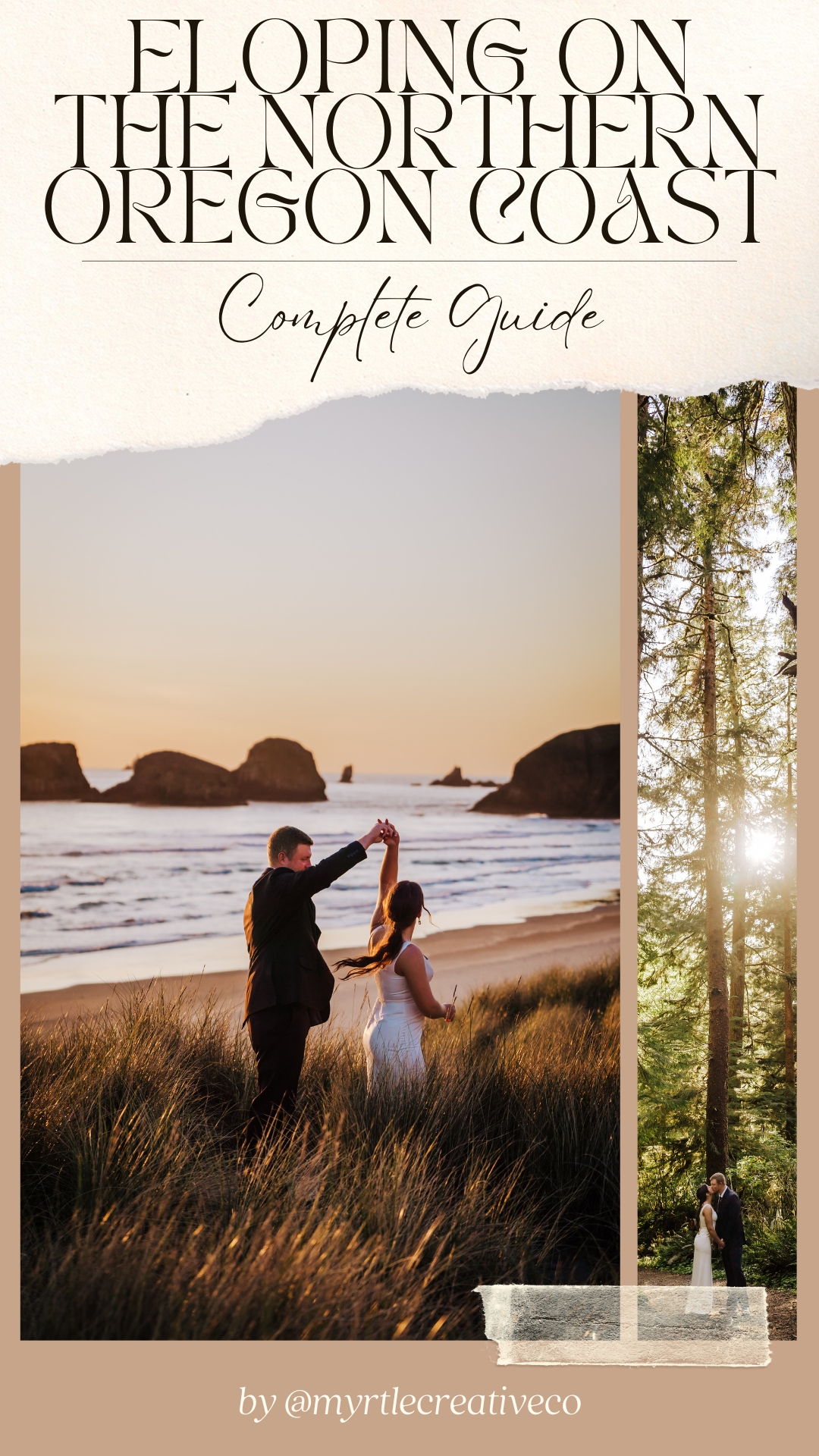 Couple eloping on the Oregon Coast
